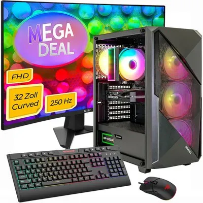 Hyrican GAMEMAX MegaDeal Striker (SET2740 8015) Gaming PC Ryzen 7 5700X 16GB 480GB SSD RTX 5060 + MSI PRO MP32C6X