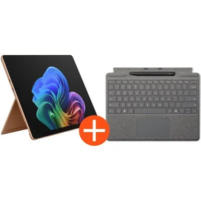 Microsoft Surface Pro 13" (12. Edition) Touch Dune Snapdragon X2 Plus 16GB/512GB SSD Win11 EP2-73307 inkl. MS Pro Keyboard mit Slim Pen platin