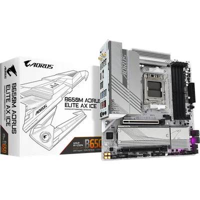 GIGABYTE B650M AORUS ELITE AX ICE mATX Mainboard Sockel AM5 HDMI/DP/USB-C/WIFI6E