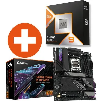 GIGABYTE X870E AORUS ELITE WIFI7 ATX Mainboard + AMD Ryzen 9 9950X3D CPU