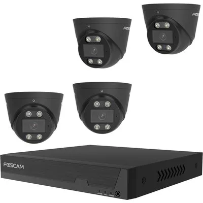 Foscam FN9108E-T4-2T Überwachungsset mit 4 Überwachungskameras schwarz