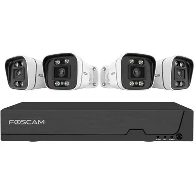 Foscam FNA108E-B4-2T Überwachungsset mit 4 Überwachungskameras weiß