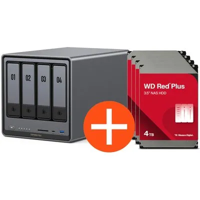 UGREEN NASync DXP4800 Plus NAS System 4-Bay 16TB inkl. 4x WD WD40EFZZ NAS HDD - 4 TB