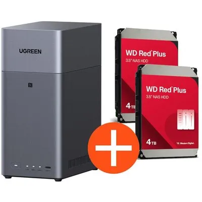 UGREEN NASync DH2300 NAS System 2-Bay 8TB inkl. 2x WD WD40EFZZ NAS HDD - 4 TB