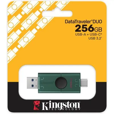 Kingston 256 GB DataTraveler DuoG2 3.2 Gen1 USB-Stick Schwarz/Grün