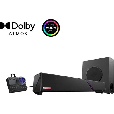 ASUS ROG Gjallar Dolby Atmos Gaming Soundbar mit kabellosem Subwoofer – Premium 2.1.2 Surround-Sound für Gamer