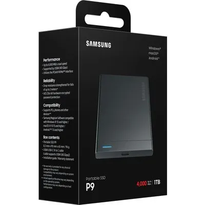 Samsung Portable SSD P9 1 TB USB4 Gen 3x2 Typ-C Schwarz bis 4.000 MB/s