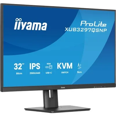 iiyama ProLite XUB3297QSNP-B1 81.3cm (32") QHD Business 16:9 100 Hz Monitor DP/HDMI/USB-C PD95W