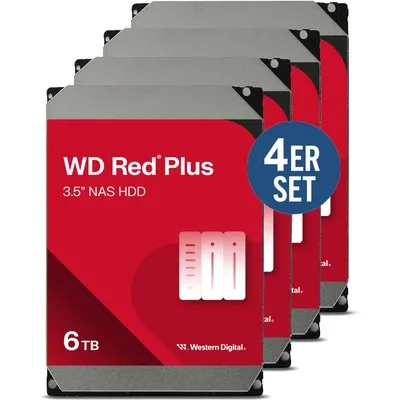 WD Red Plus 4er Set WD60EFPX 24TB - 4x6 TB 5400 rpm 256 MB 3,5 Zoll SATA 6 Gbit/s CMR