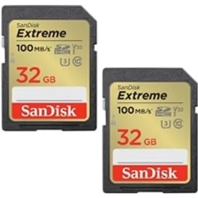 SanDisk Extreme 32 GB SDHC Speicherkarte 2er Pack (2022) bis 100MB/s, C10, U3