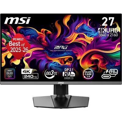 MSI MPG 272URXDE 26.5 Zoll 4K (UHD) QD-OLED Gaming Monitor 240Hz 16:9 DP/HDMI/USB-C PD98W