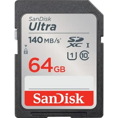 SanDisk Ultra 64 GB SDXC Speicherkarte (2022) bis 140 MB/s, C10, U1