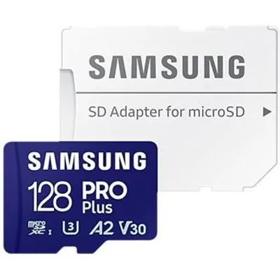 Samsung PRO Plus 128 GB microSDXC-Speicherkarte (180 MB/s, Class U3, V30, A2)