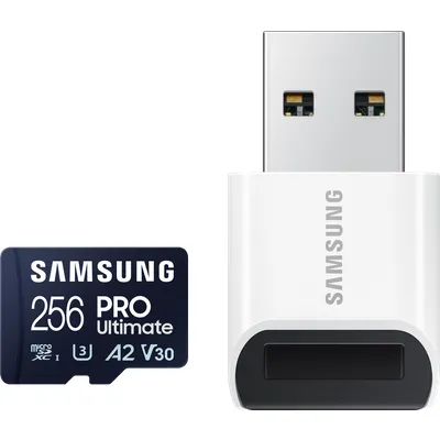 Samsung PRO Ultimate 256 GB microSD-Speicherkarte mit USB-Kartenleser