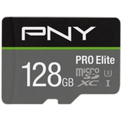 PNY PRO Elite 128 GB microSDXC Speicherkarte (C10, Class 3 (U3), UHS-I) Schwarz/Grau