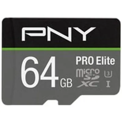 PNY PRO Elite 64 GB microSDXC Speicherkarte (C10, Class 3 (U3), UHS-I) Schwarz/Grau
