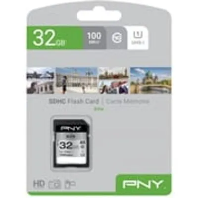 PNY Elite 32 GB SDHC Speicherkarte (C10, Class 1 (U1), UHS-I) Schwarz
