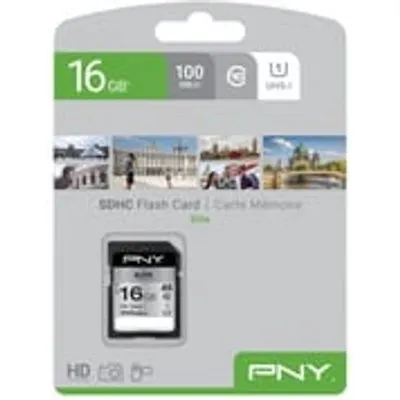 PNY Elite 16 GB SDHC Speicherkarte (C10, Class 1 (U1), UHS-I) Schwarz