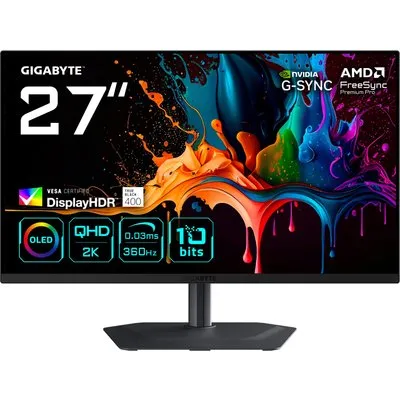 GIGABYTE MO27Q3 27 Zoll QHD QD-OLED Gaming Monitor 16:9 DP/HDMI/USB-C 360 Hz G-SYNC