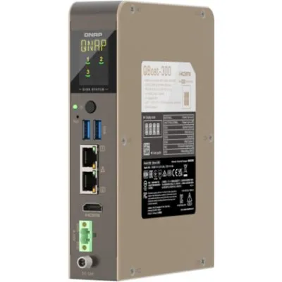 QNAP QBoat-300 Industrial Edge Server – Lüfterloser IoT Edge Computer mit ARM Quad-Core Prozessor, 3x NVMe SSD, Dual-LAN & DIN-Rail-Montage