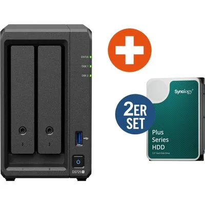 Synology Diskstation DS725+ NAS System 2-Bay 24TB  inkl. 2x 12 TB Synology HDD HAT3310-12T