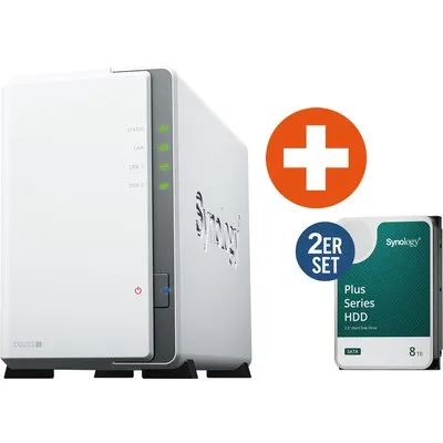 Synology DS223j NAS System 2-Bay 16 TB inkl. 2x 8 TB Synology HDD HAT3320-8T