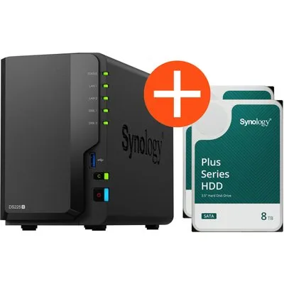 Synology DS225+ NAS System 2-Bay 16 TB inkl. 2x 8 TB Synology HDD HAT3320-8T