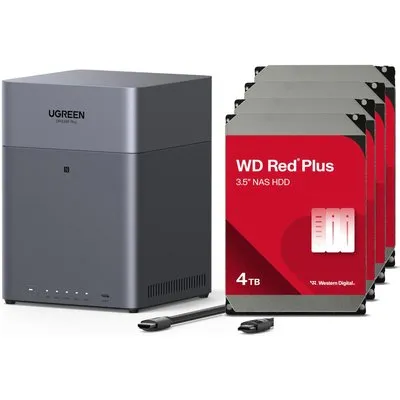 UGREEN NASync DH4300 Plus NAS System 4-Bay 16TB inkl. 4x WD WD40EFPX NAS HDD - 4 TB