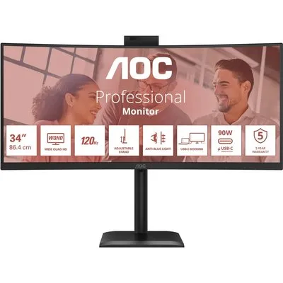 AOC CU34E4CW 34 Zoll UWQHD Curved VA LED 21:9 120 Hz Office Monitor
