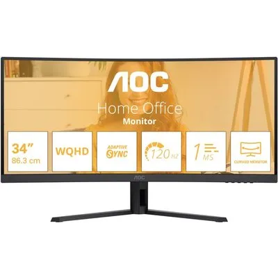 AOC CU34B3E 34 Zoll UWQHD Curved VA Office Monitor 21:9 120 Hz DP/HDMI