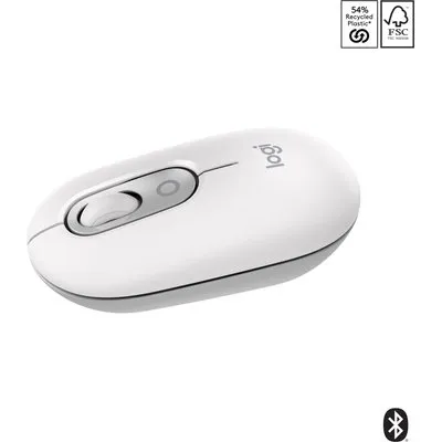 Logitech POP Icon Mouse mit personalisierbarem Emoji, Weiß, SilentTouch-Technologie, Easy-Switch-Taste (Bis zu 3 Geräte)