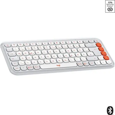 Logitech POP Icon Keys Weiß - Kabellose Multi-Device-Tastatur, Anpassbare Tasten mit der Logi Options+ App
