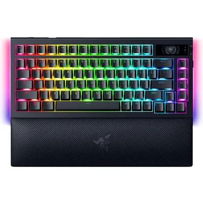 RAZER BlackWidow V4 Pro 75% - Mechanische Hot-Swap Gaming-Tastatur, US Layout (ISO), OLED-Display, 2.4Ghz, Bluetooth, USB-C, Orange Tactile Switches