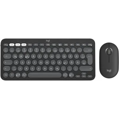 Logitech Pebble 2 Combo Graphite - Schlanke Multi-Device Bluetooth®-Tastatur und -Maus mit anpassbaren Tasten