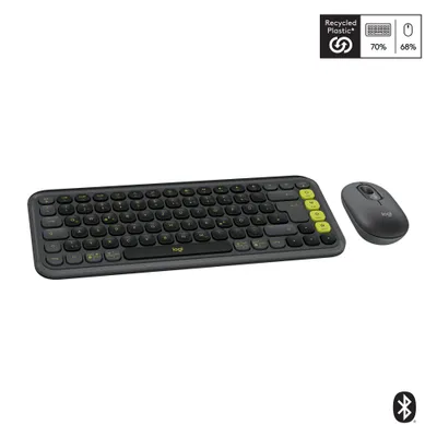 Logitech POP Icon Combo Grafit - Bluetooth®-Tastatur-Maus-Set, Multi-Device, 15 anpassbare Tasten mit der Logi Options+ App