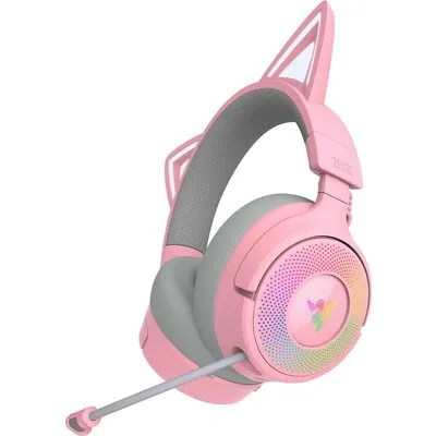 Razer Kraken Kitty V3 Pro Quartz/ Rosé - Kabelloses RGB-Kitty-Headset für Gaming