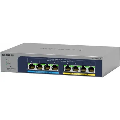 NETGEAR MS108EUP 8 Port 2.5 gbit Switch | Multi-Gigabit LAN PoE Switch (Managed Netzwerk Switch Ultra60 PoE++, 230W PoE Budget mit 4 PoE+/++ Ports, lüfterlos, WiFi-6 Access Point Konnektivität)