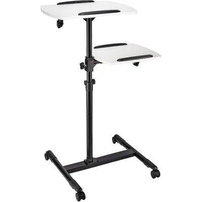 Hama 00077510 Beamertisch mit 2 Ebenen (42 x 50/40 x 35 cm), höhenverstellbar, mit Rollen