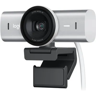 Logitech MX Brio Ultra Hellgrau/Silber, 4K/UHD (3840 x 2160) Webcam, Streaming, Office, KI-Optimierung, unterstützt Logi Options+