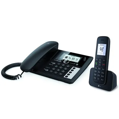 Telekom Sinus PA 207 plus 1 Festnetztelefon mit Mobilteil schwarz