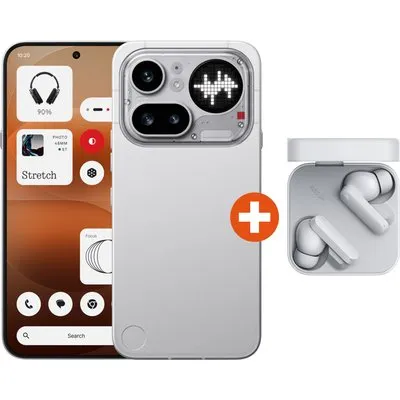 Nothing Phone (4a) Pro 8/128GB Dual-SIM silber Android 16 Smartphone + CMF Buds 2a Kabellose In-Ear Kopfhörer weiß