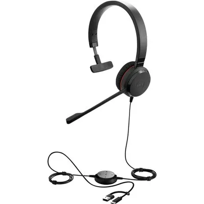 Jabra Evolve 30 II Mono Headset Schwarz - USB-C/A, UC-Version, Mikrofon mit Geräuschunterdrückung
