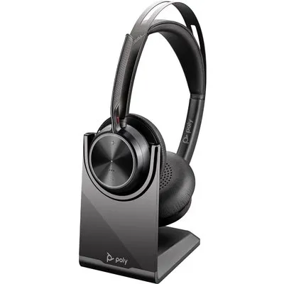 Poly Voyager Focus 2 UC Schwarz Kabelloses Bluetooth-Headset, USB-C/A, BT700 USB-C Dongle, ANC, inkl. Ladestation, Zoom zertifiziert