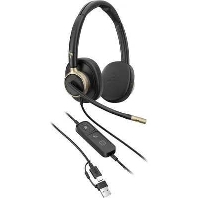 HP | Poly Mission 825 Stereo-Headset USB-C/A, kabelgebunden, KI-Geräuschunterdrückung, ANC, inkl. Etui (Kommerzielles Produkt)