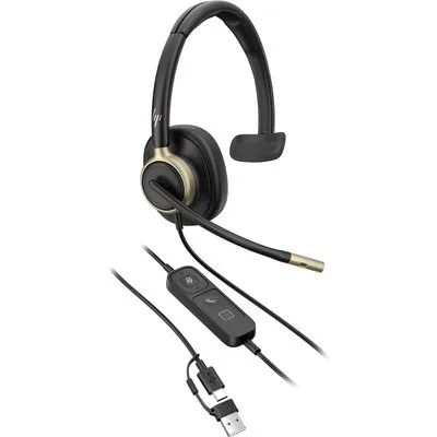 HP | Poly Mission 815 Mono-Headset USB-C/A, kabelgebunden, KI-Geräuschunterdrückung, ANC, inkl. Etui (Kommerzielles Produkt)