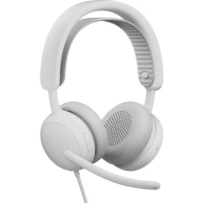 Logitech Zone Wired 2 for Business Weiß, Kabelgebundenes USB-Headset mit adaptiver Hybrid-ANC, Mikrofon mit Geräuschunterdrückung, Microsoft Teams zertifiziert
