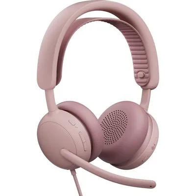 Logitech Zone Wired 2 for Business Rosé, Kabelgebundenes USB-Headset mit adaptiver Hybrid-ANC, Mikrofon mit Geräuschunterdrückung, Microsoft Teams zertifiziert