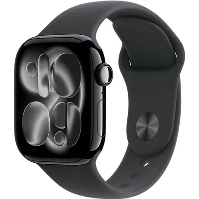 Apple Watch Series 11 GPS 42mm Aluminium Gehäuse Diamantschwarz mit Sport Band Schwarz - S/M