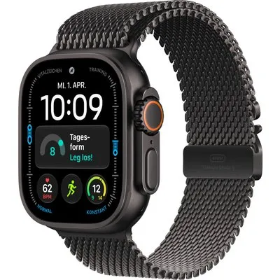 Apple Watch Ultra 4 GPS + Cellular 49mm Black Titanium Gehäuse mit Black Titanium Milanese Loop - M