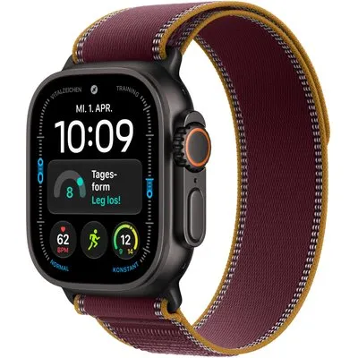 Apple Watch Ultra 4 GPS + Cellular 49mm Black Titanium Gehäuse mit Burgundy Trail Loop - M/L